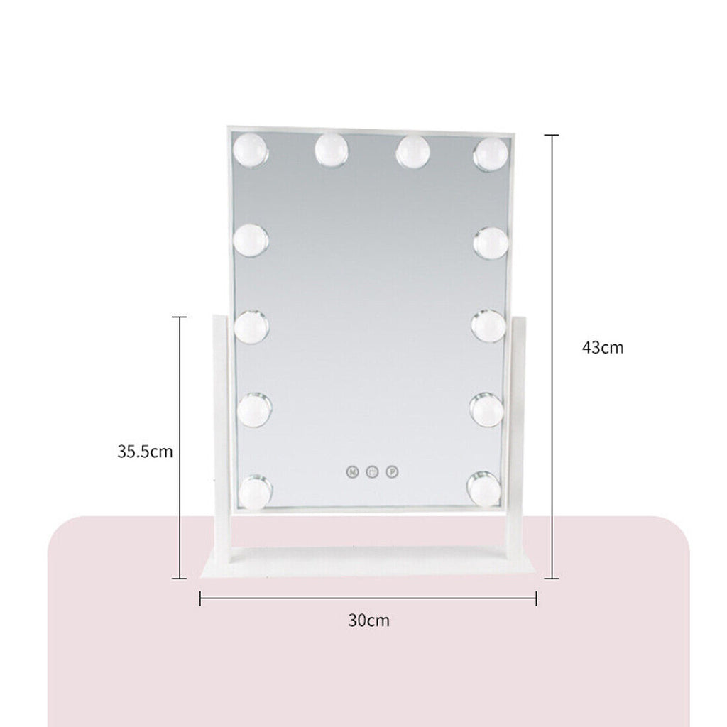 New Hollywood Mirror Vanity Make Up Mirror With 12 Lights LED Dressing Table Mirror UK