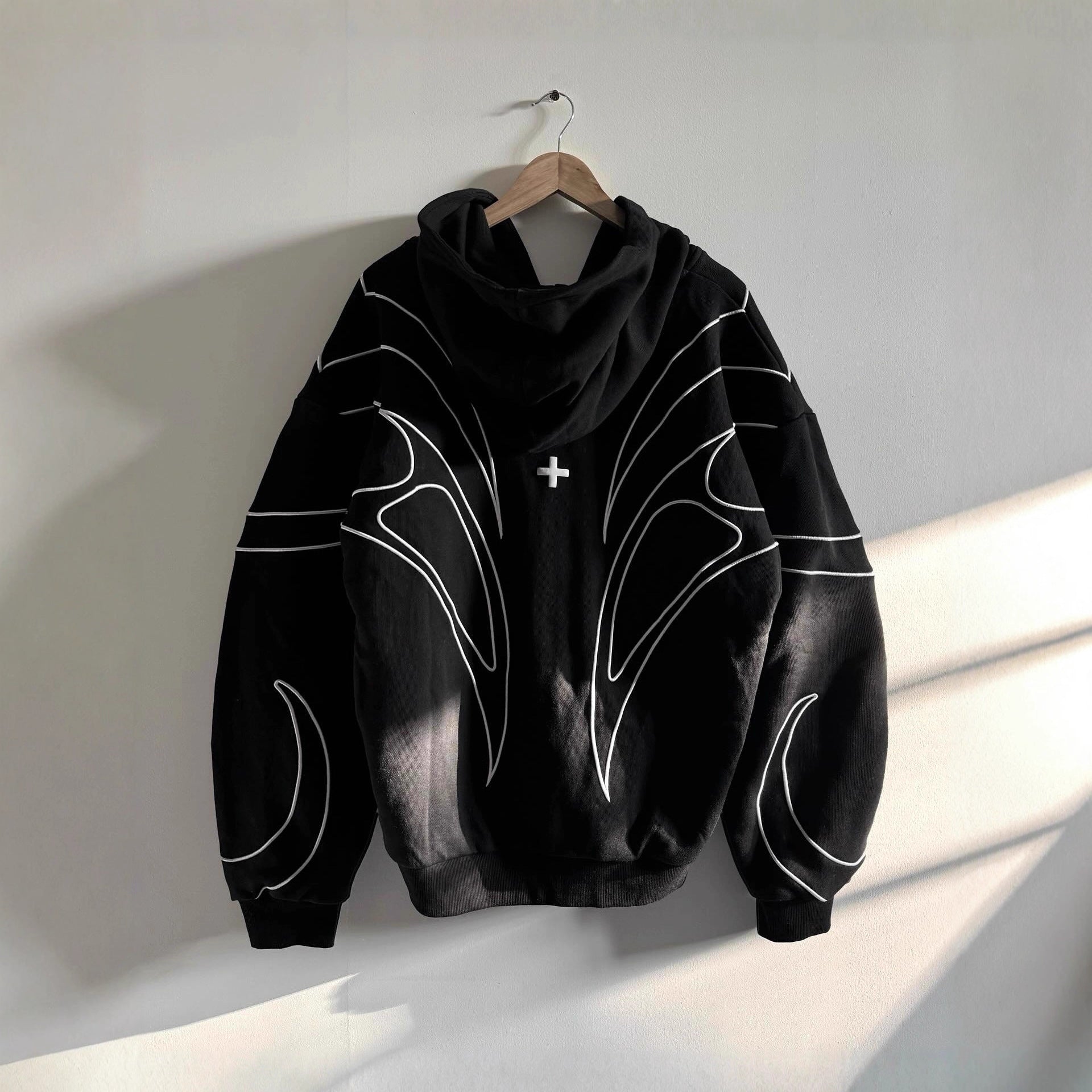 Loose-fitting Trendy Streetwear Hooded Sweatshirt With Embroidery For Women