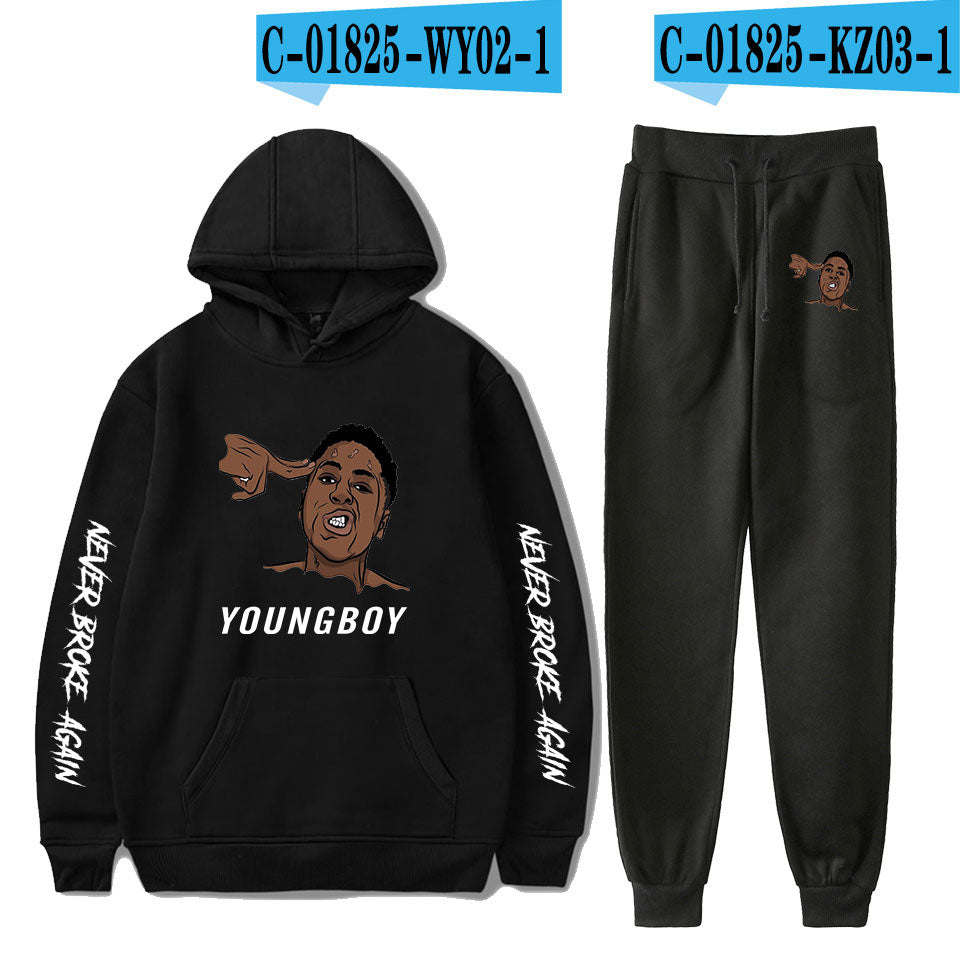 Broke Again Hooded Sweatshirt And Ankle Pants Casual Set