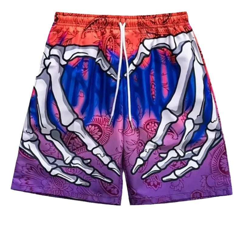 Summer Fashion Skull Hand Letter Element Shorts