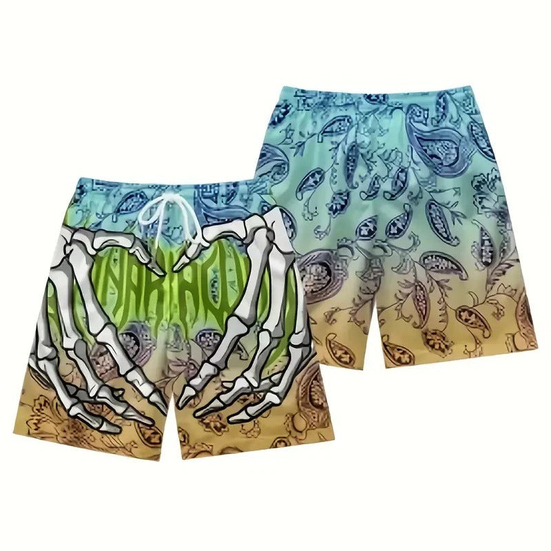 Summer Fashion Skull Hand Letter Element Shorts