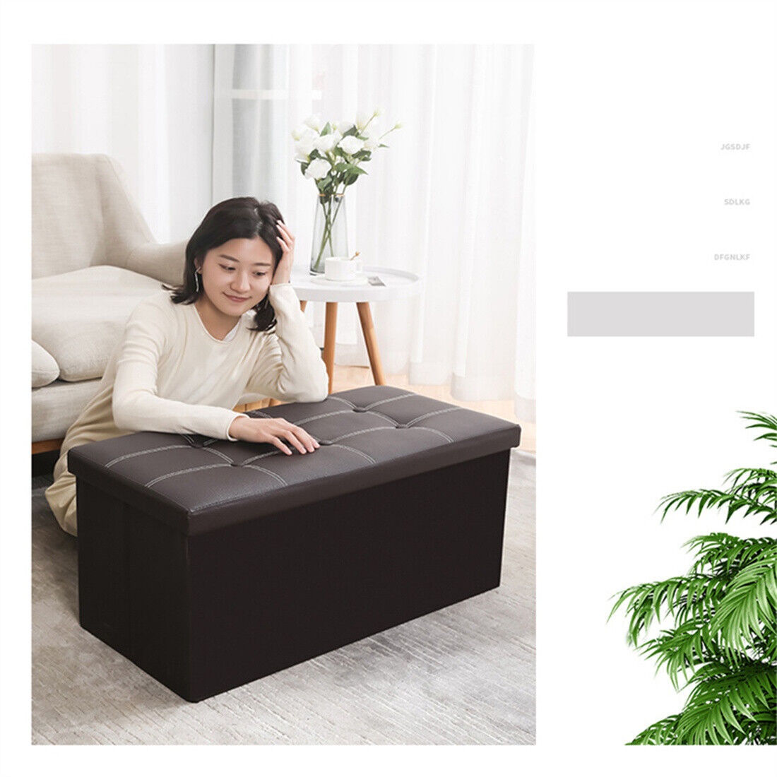 Large Seater Folding Storage Ottoman Pouffe Bench Seat Blanket Toy Chest Box UK NEW