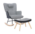 Rocking Chairs For Adults, Tteddy Rocking Chair Relaxing Recliner Chair With Solid Wood Legs High Back Lounge Chairs For Balcony Living Room Bedroom