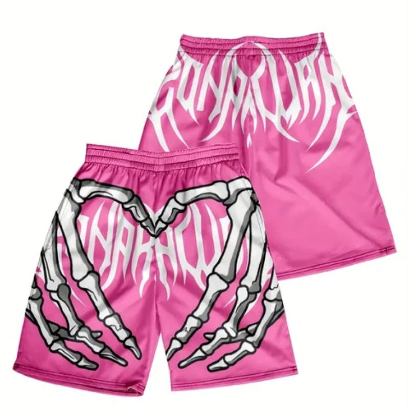 Summer Fashion Skull Hand Letter Element Shorts