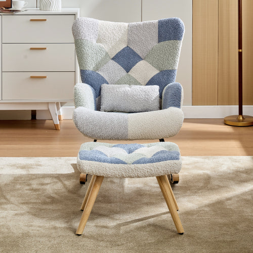 Rocking Chairs For Adults, Tteddy Rocking Chair Relaxing Recliner Chair With Solid Wood Legs High Back Lounge Chairs For Balcony Living Room Bedroom