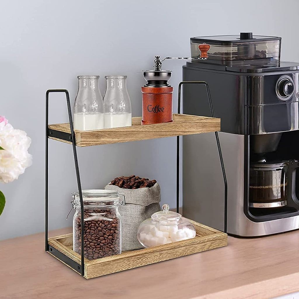 NEW 2 Tier Wooden Shelf Storage Unit Book Plant Stand Bathroom Kitchen Shelving Rack----medium Size