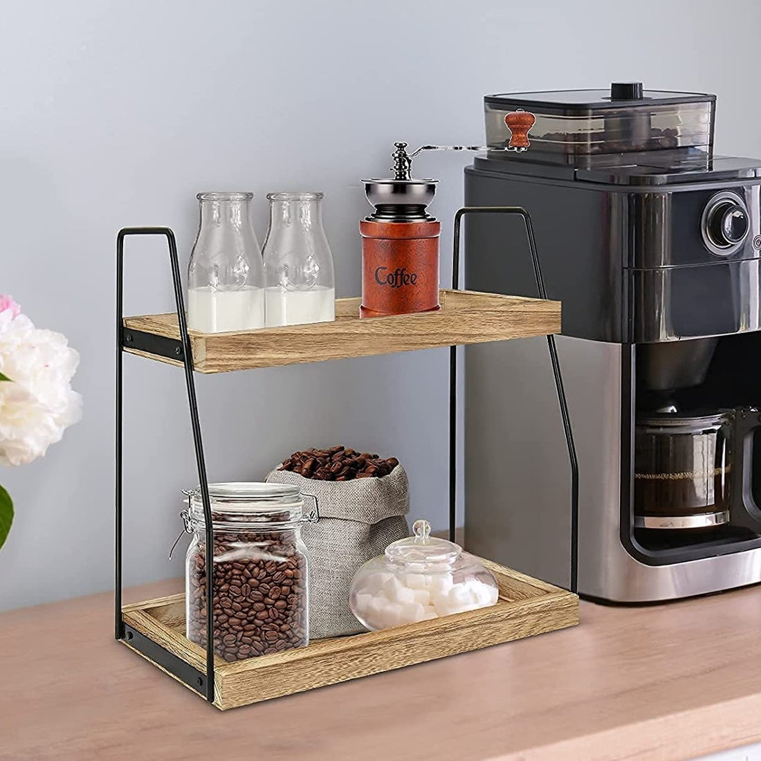 NEW 2 Tier Wooden Shelf Storage Unit Book Plant Stand Bathroom Kitchen Shelving Rack----medium Size