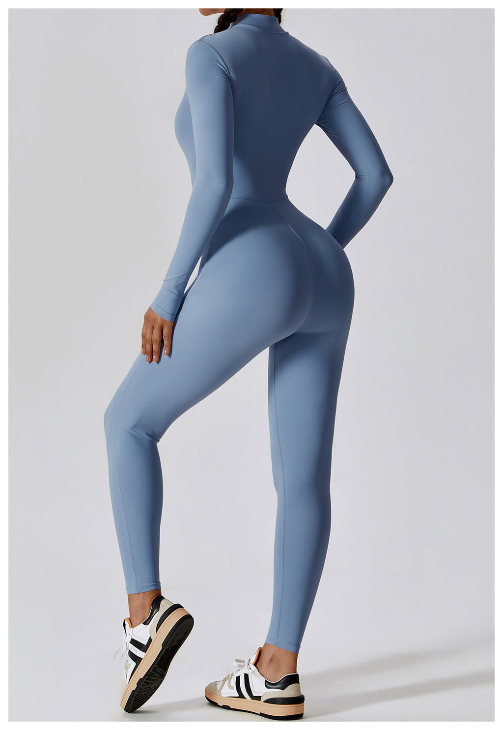 Women's Long-sleeve Zipper Gym Sports Jumpsuit