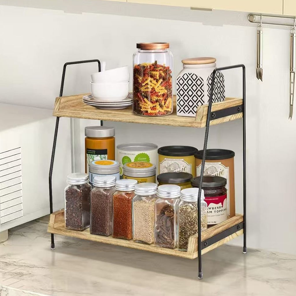 NEW 2 Tier Wooden Shelf Storage Unit Book Plant Stand Bathroom Kitchen Shelving Rack----medium Size