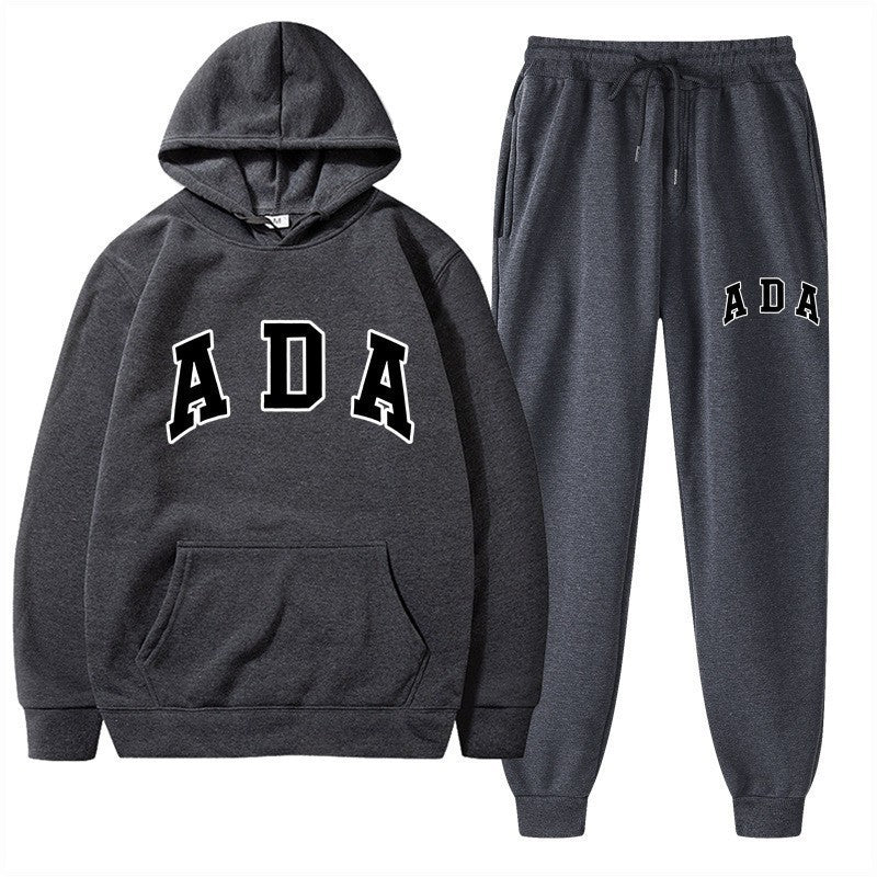 Letter-printed Loose-fitting Hooded Sweatshirt Set