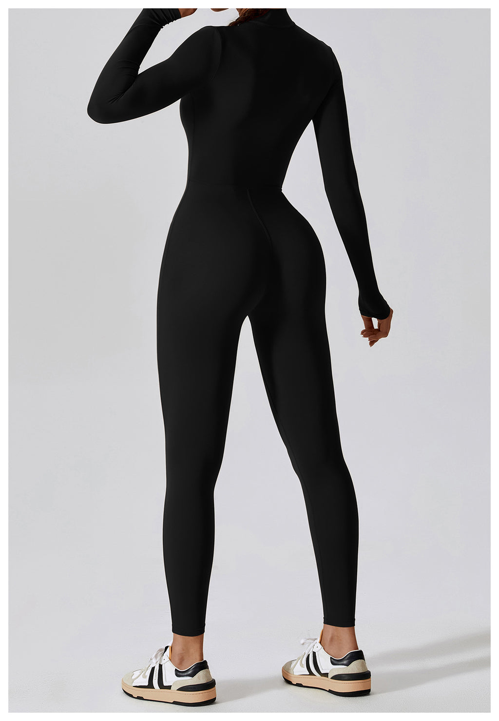 Women's Long-sleeve Zipper Gym Sports Jumpsuit