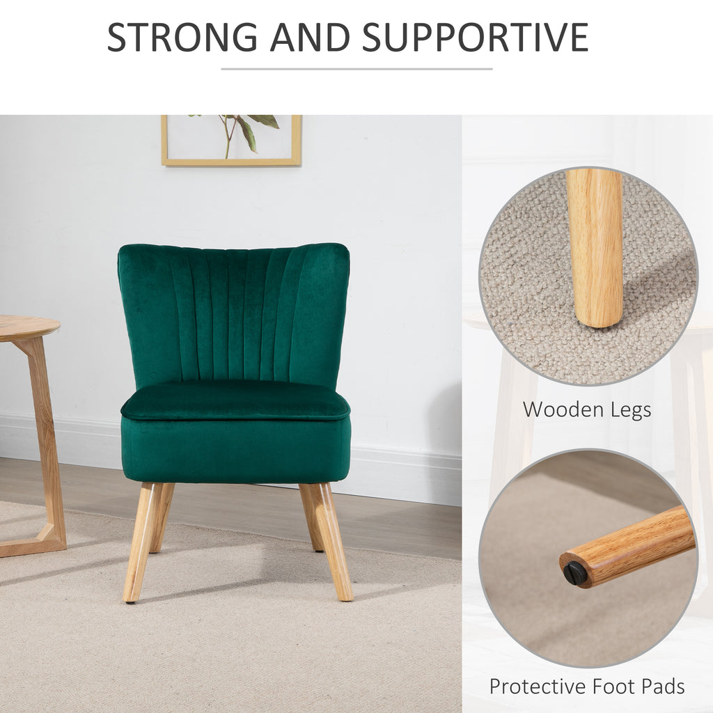 Velvet Accent Chair Occasional Tub Seat Padding Curved Back With Wood Frame Legs Home Furniture Set Of 2 Green