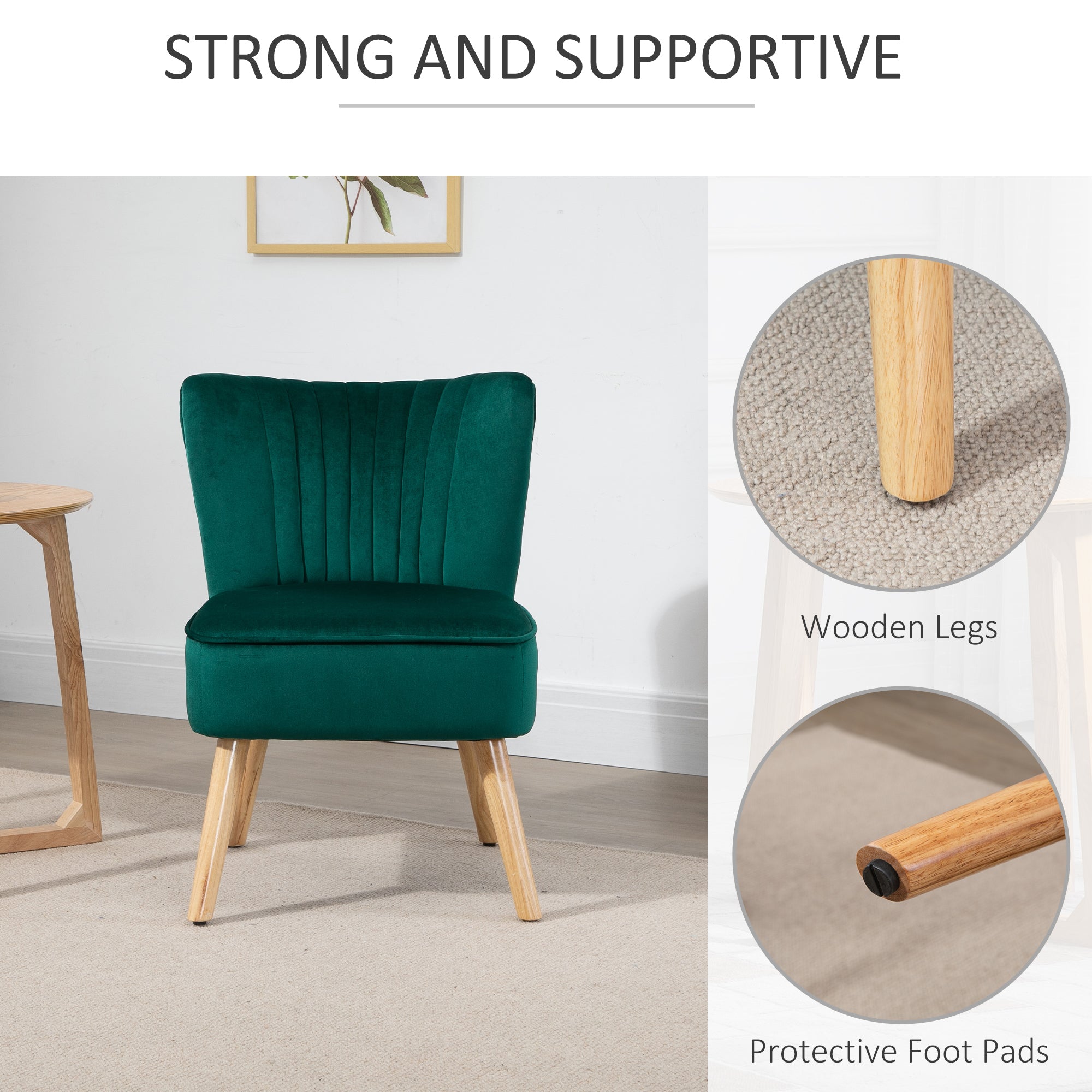 Velvet Accent Chair Occasional Tub Seat Padding Curved Back With Wood Frame Legs Home Furniture Set Of 2 Green