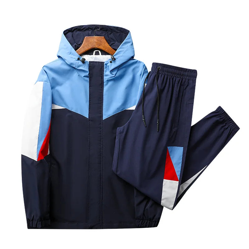 Unisex Men Street Machinery Track Windbreaker Tracksuit 2 Pieces Set