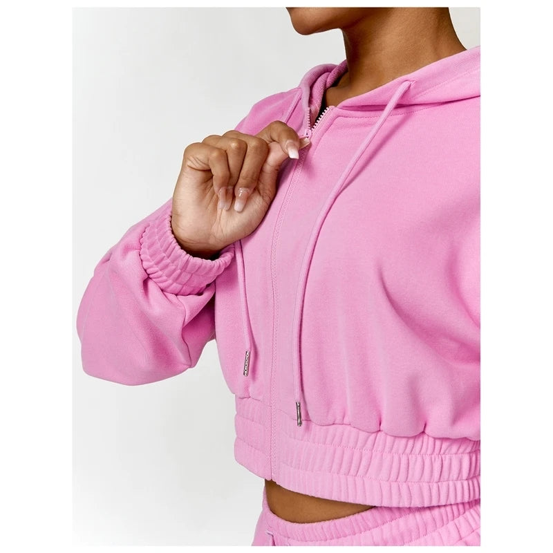 Athleisure Wear Women Gym Outfits Zip Up Coat Gym Sport Hoodies