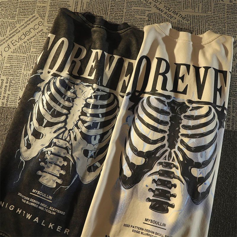 Wash Water Crewneck Hoodie Men's Niche Retro Autumn Couple Top