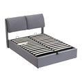 Upholstered Bed,Double Bed-4ft6  135x190cm  Hydraulic Bed, Three Drawers, Bed Box For Storage, Slatted Frame With Headboard, Without Mattress, Velvet, Grey