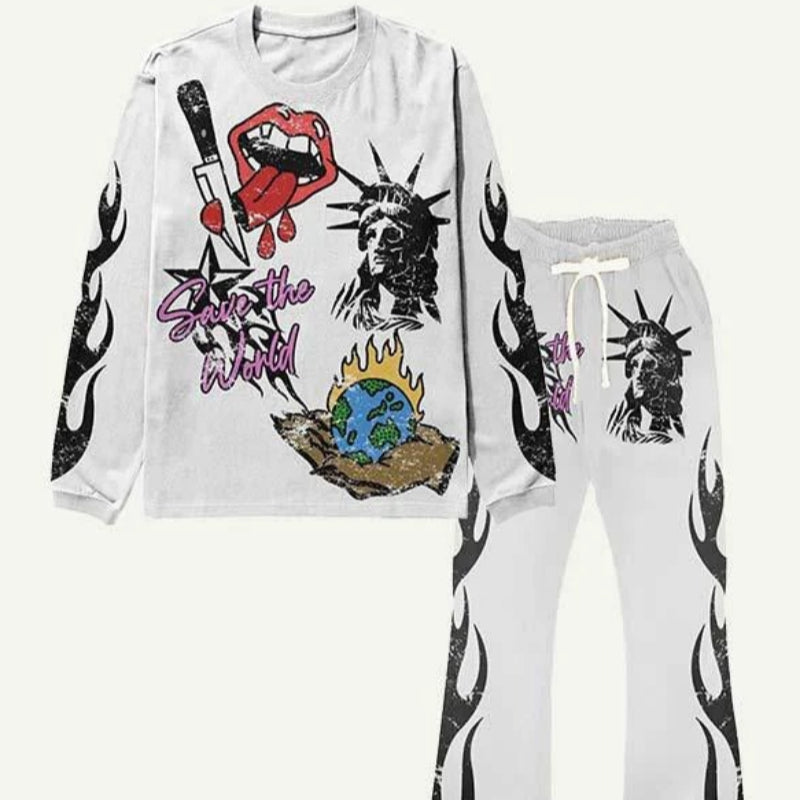 Polyester Men's Casual Sweatshirt Set