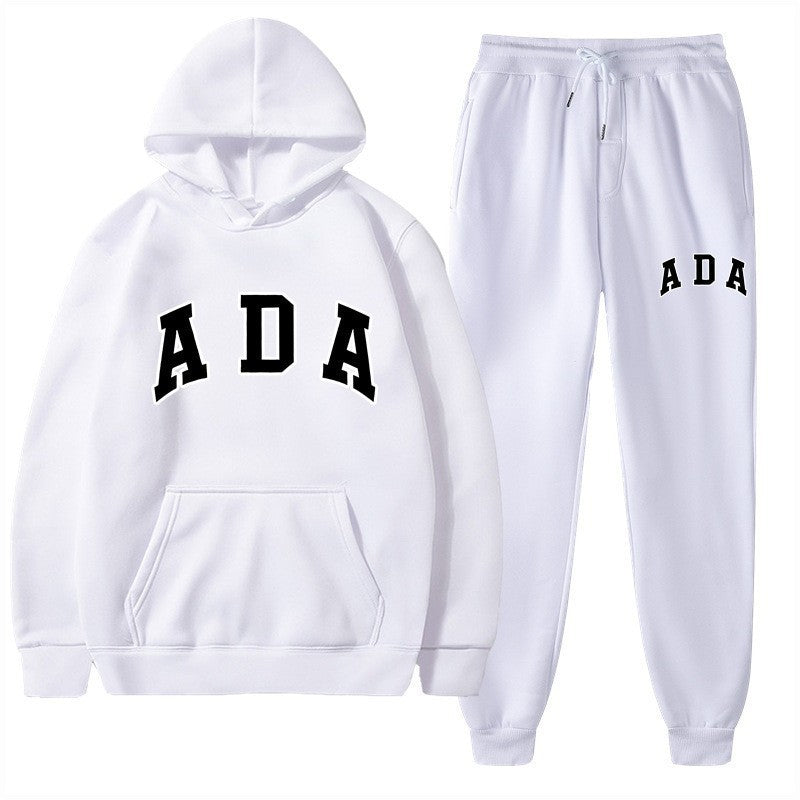 Letter-printed Loose-fitting Hooded Sweatshirt Set