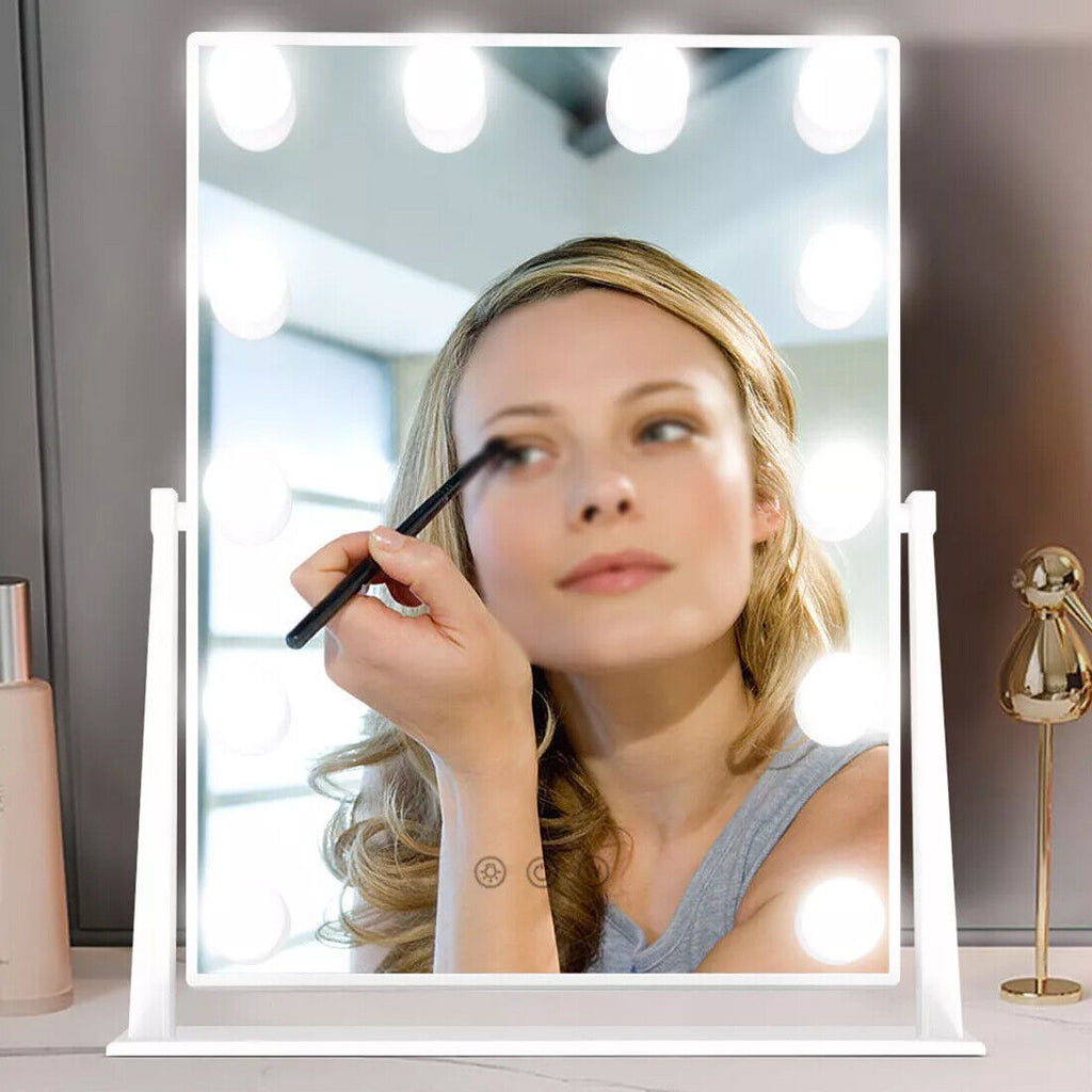 New Hollywood Mirror Vanity Make Up Mirror With 12 Lights LED Dressing Table Mirror UK