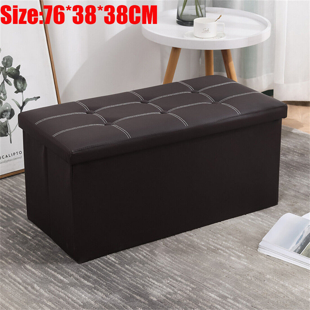 Large Seater Folding Storage Ottoman Pouffe Bench Seat Blanket Toy Chest Box UK NEW