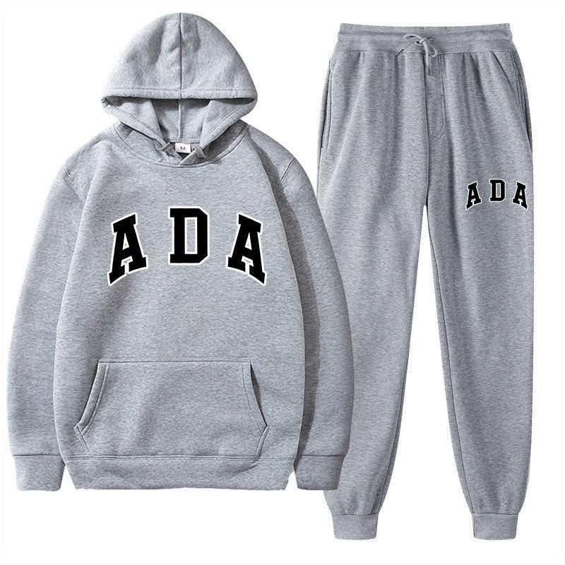 Letter-printed Loose-fitting Hooded Sweatshirt Set
