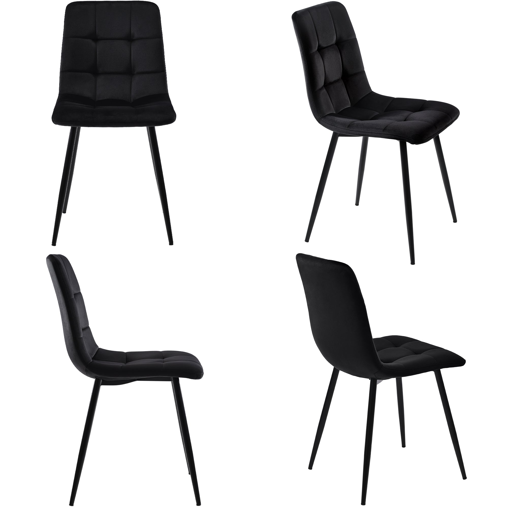 117x68cm Dining Table With 4 Chairs Set, Rectangular Dining Table Modern Kitchen Table Set,Dining Room Chair Black Velvet Kitchen Chair,Black Table Legs