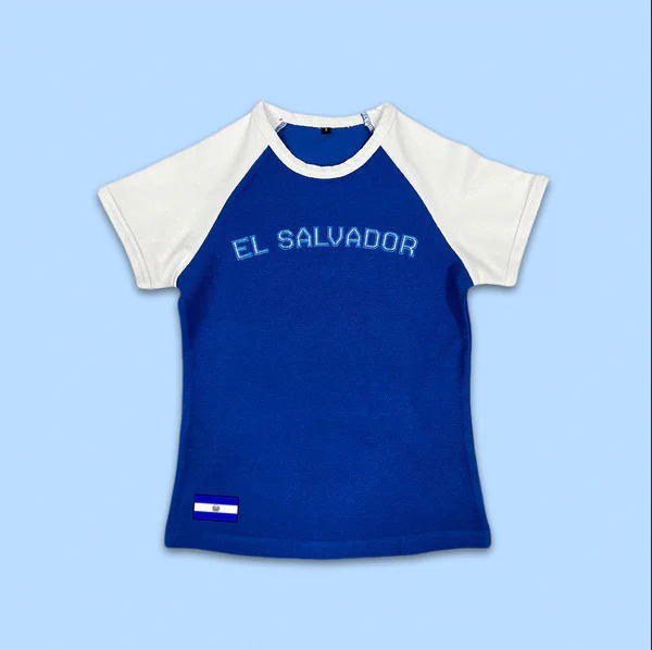 Y2K Womens Summer Cropped Slim-Fit Blue Lettered TopT-Shirt