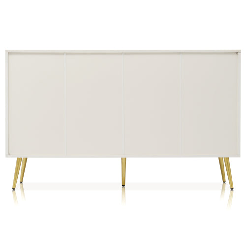 Sideboard Cabinet For Living Room, Chest Of Drawers With 2 Doors And 3 Drawers, Adjustable Shelf, Cream White, 40D X 140W X 84H CM