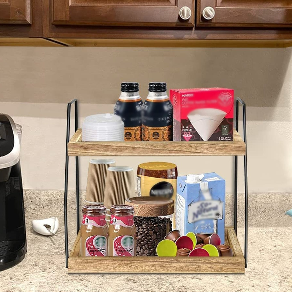 NEW 2 Tier Wooden Shelf Storage Unit Book Plant Stand Bathroom Kitchen Shelving Rack----medium Size