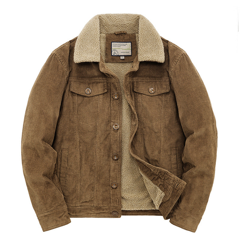 Mens Short, Fleece-lined, Insulated Cotton-padded Coat