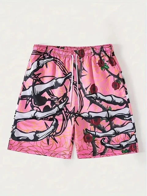 Summer Fashion Skull Hand Letter Element Shorts