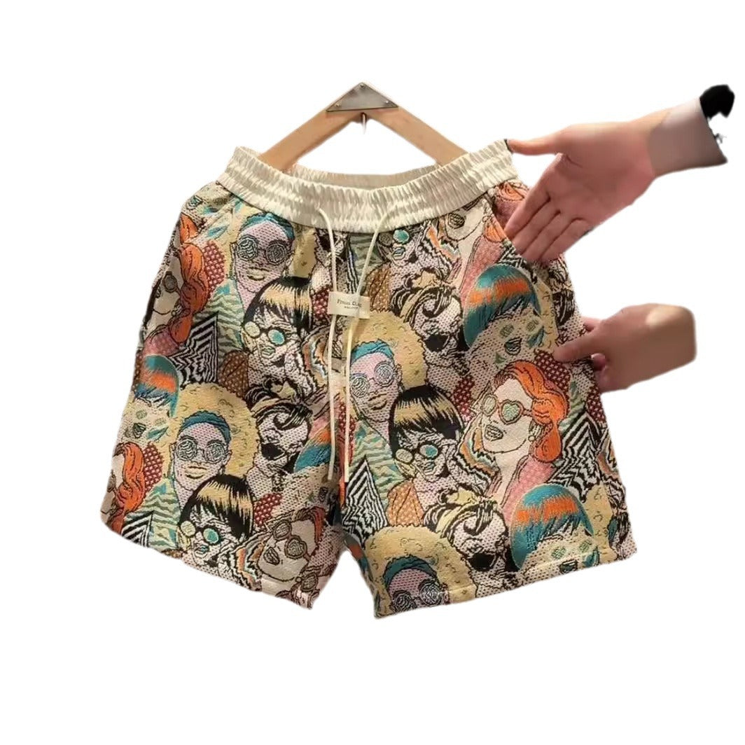 Summer New American Yarn-dyed Jacquard Casual Shorts