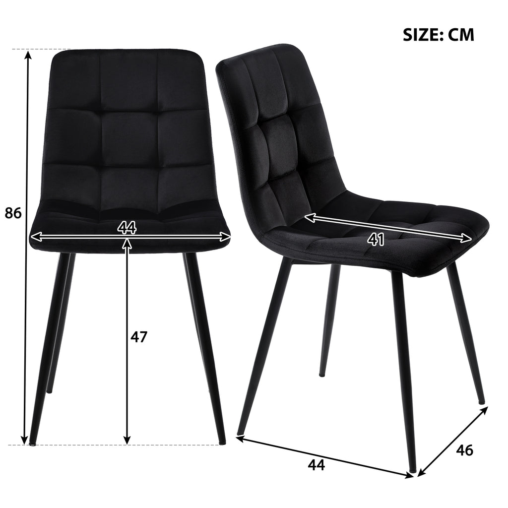 117x68cm Dining Table With 4 Chairs Set, Rectangular Dining Table Modern Kitchen Table Set,Dining Room Chair Black Velvet Kitchen Chair,Black Table Legs