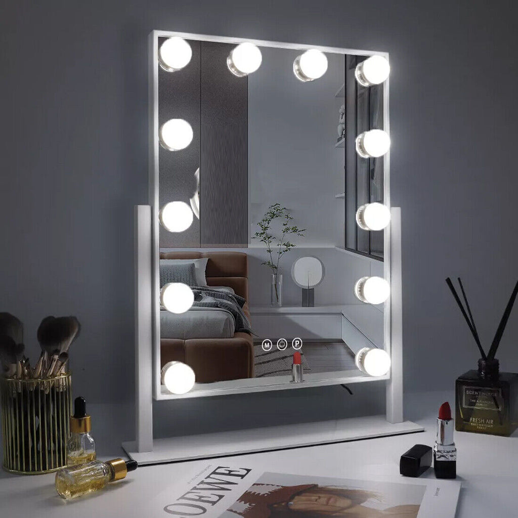 New Hollywood Mirror Vanity Make Up Mirror With 12 Lights LED Dressing Table Mirror UK