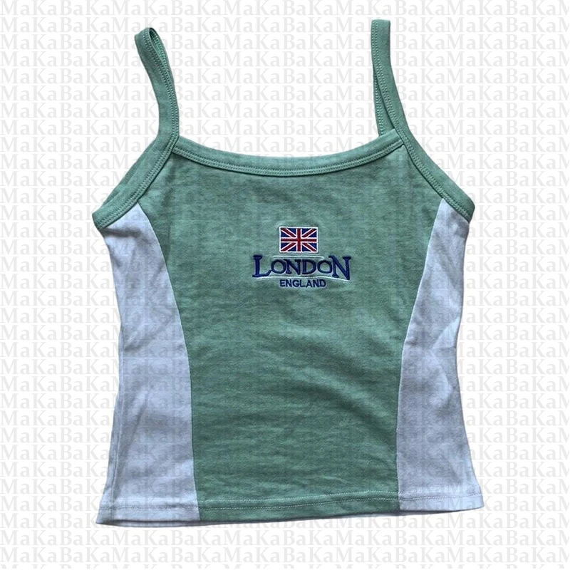 Y2K Womens Summer Cropped Slim-Fit Blue Lettered TopT-Shirt