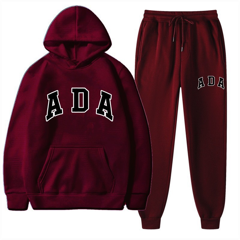 Letter-printed Loose-fitting Hooded Sweatshirt Set