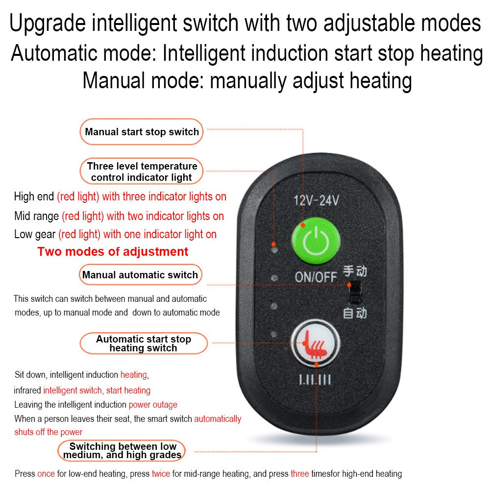 12 24V Heated Car Seat Cover Cushion Universal Heater Warmer Cold Winter Pad UK