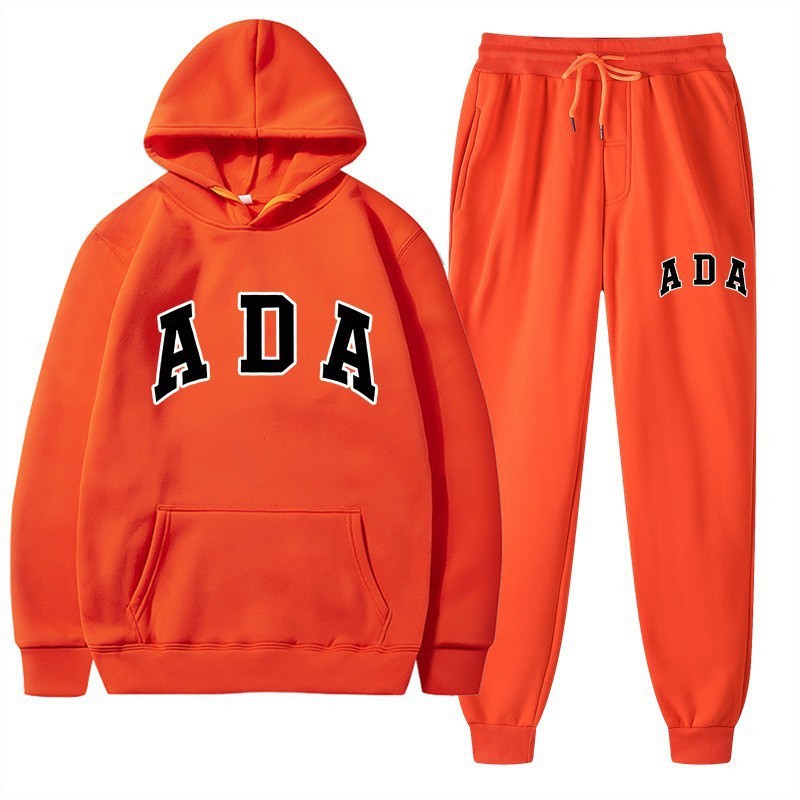 Letter-printed Loose-fitting Hooded Sweatshirt Set