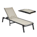 Outdoor Chaise Lounge Chair, 400 Lbs Weight Capacity, Foldable Sun Tanning Chair, 5 Adjustable Positions, Easy Assembly, Heavy Duty Aluminum Pool Recliner Lounge Chairs, For Beach Yard Patio