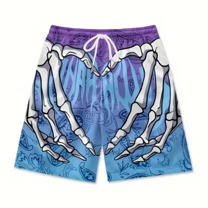 Summer Fashion Skull Hand Letter Element Shorts