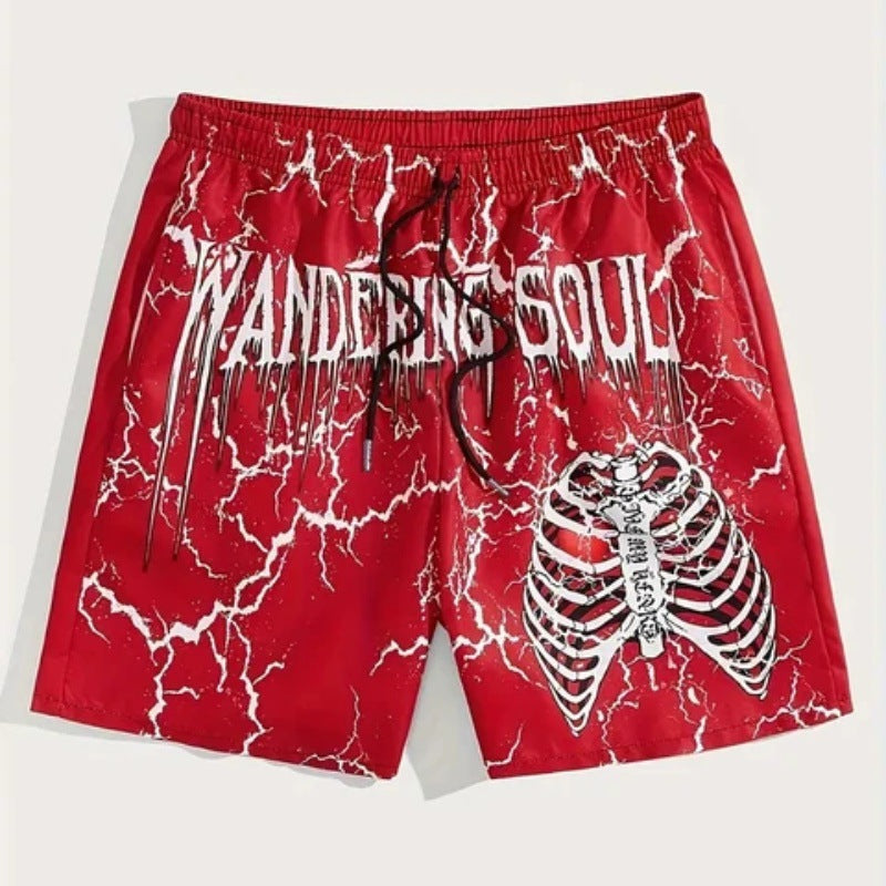 Summer Fashion Skull Hand Letter Element Shorts