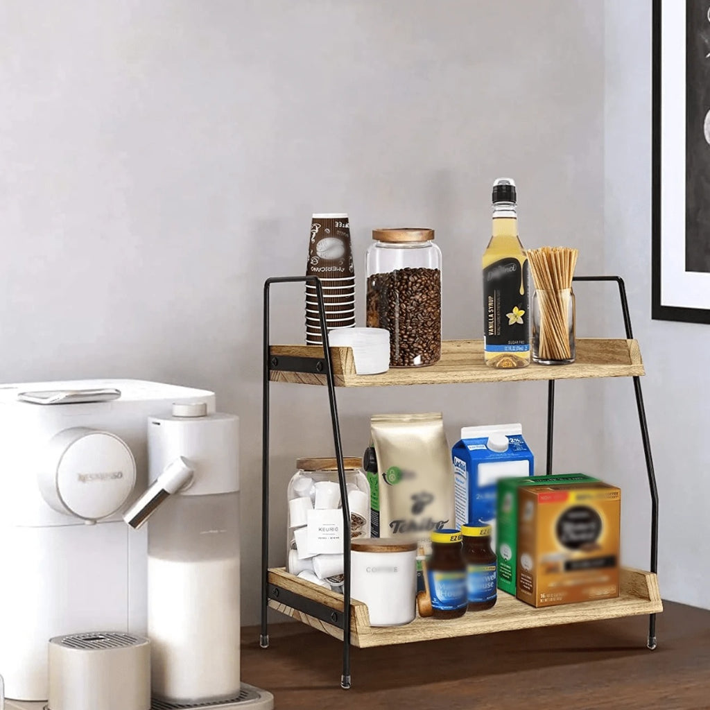 NEW 2 Tier Wooden Shelf Storage Unit Book Plant Stand Bathroom Kitchen Shelving Rack----medium Size