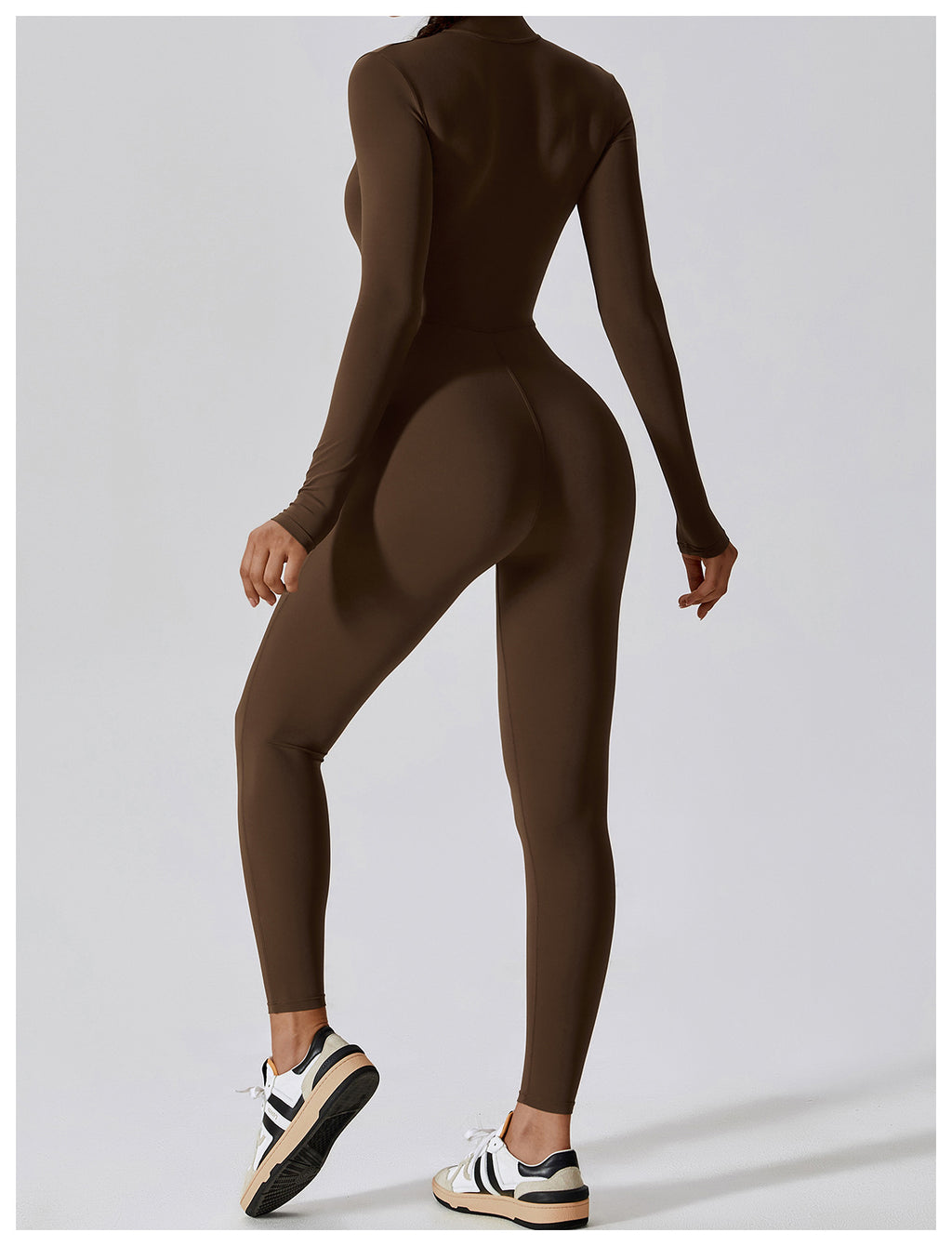 Women's Long-sleeve Zipper Gym Sports Jumpsuit