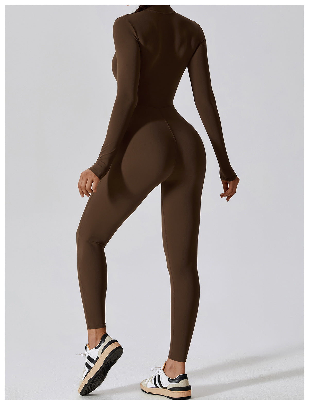 Women's Long-sleeve Zipper Gym Sports Jumpsuit