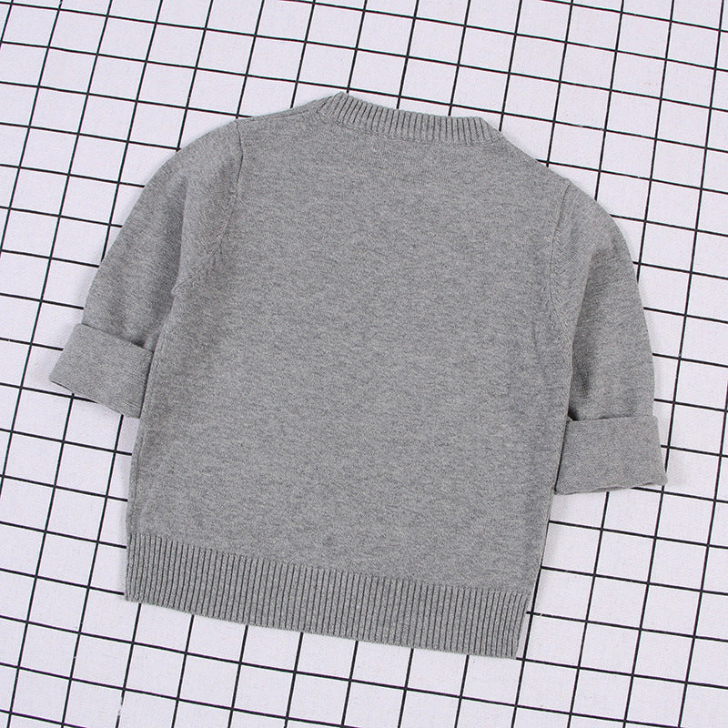 Boys And Girls Solid Color Sweater Pullover Sweater