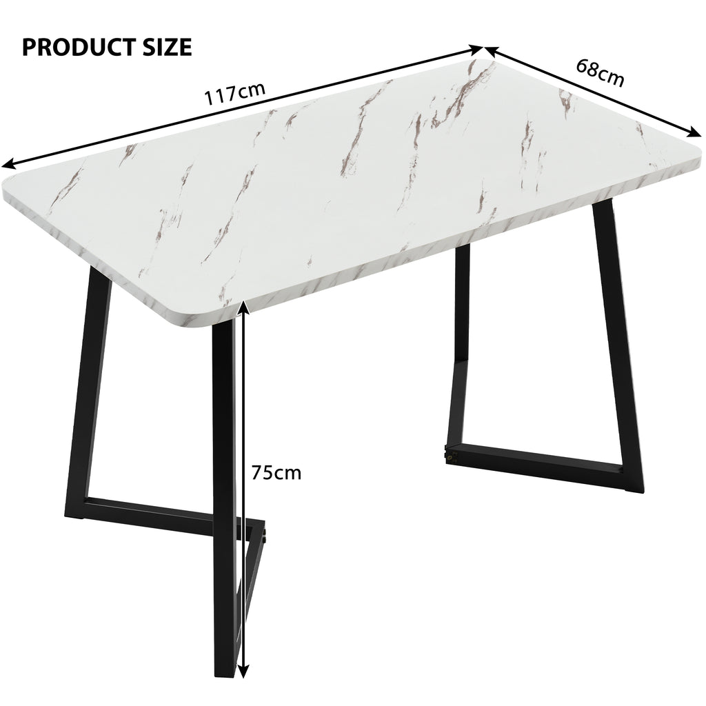 117x68cm Dining Table With 4 Chairs Set, Rectangular Dining Table Modern Kitchen Table Set,Dark Grey Linen Dining Chair,Black Table Legs