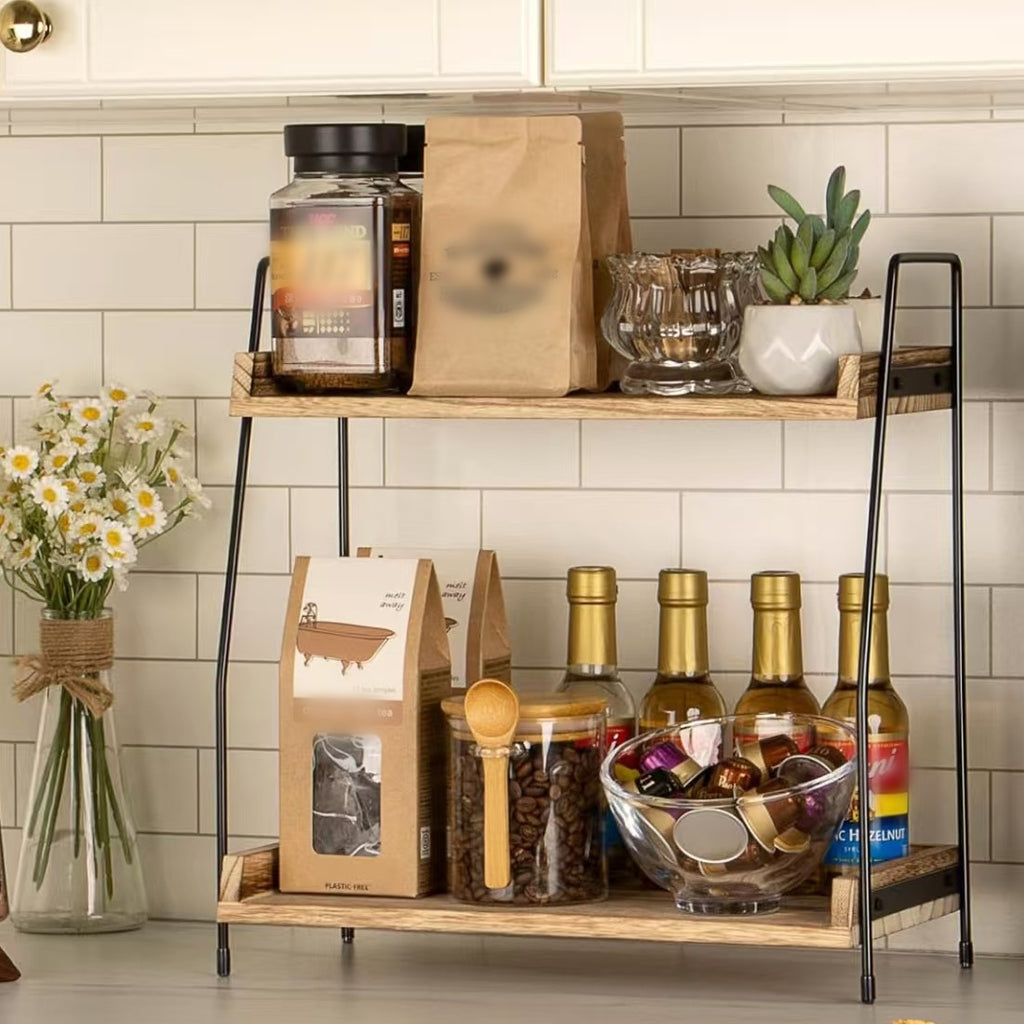 NEW 2 Tier Wooden Shelf Storage Unit Book Plant Stand Bathroom Kitchen Shelving Rack----medium Size