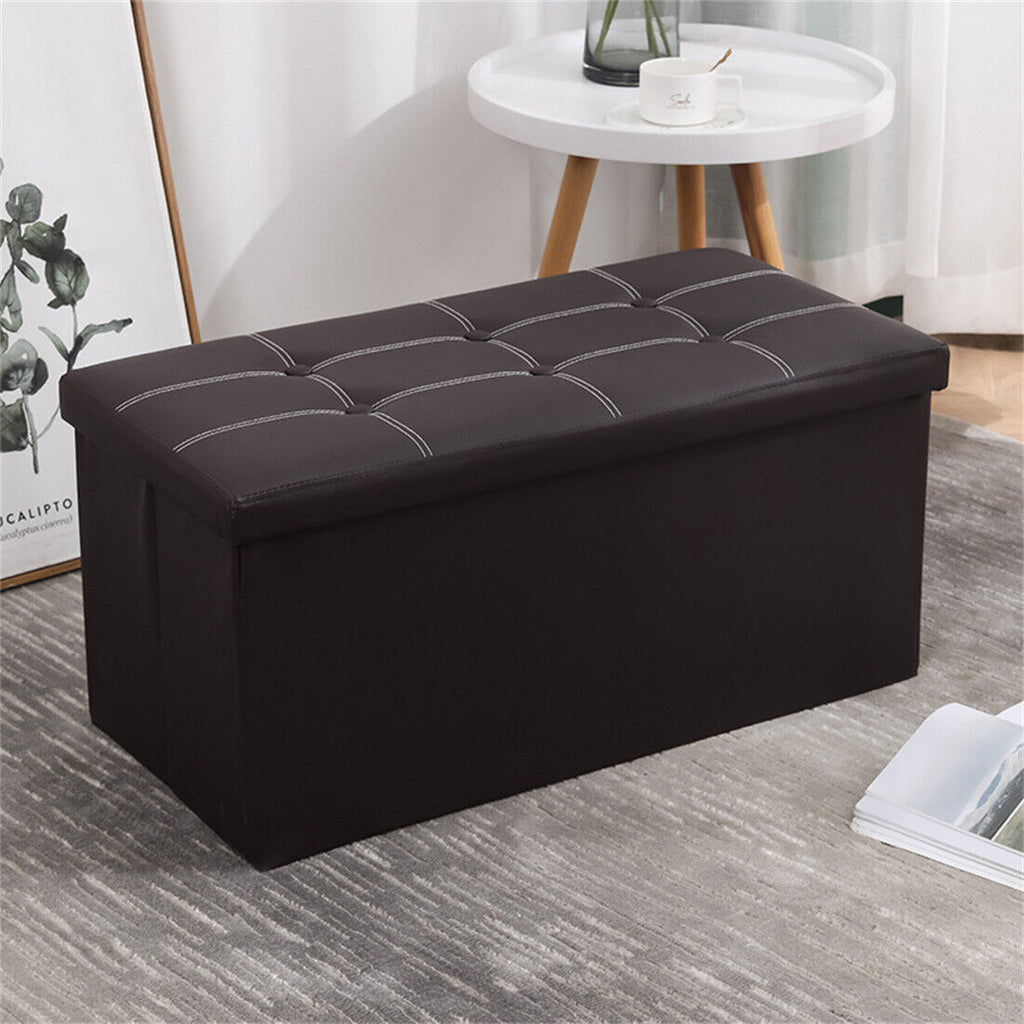 Large Seater Folding Storage Ottoman Pouffe Bench Seat Blanket Toy Chest Box UK NEW