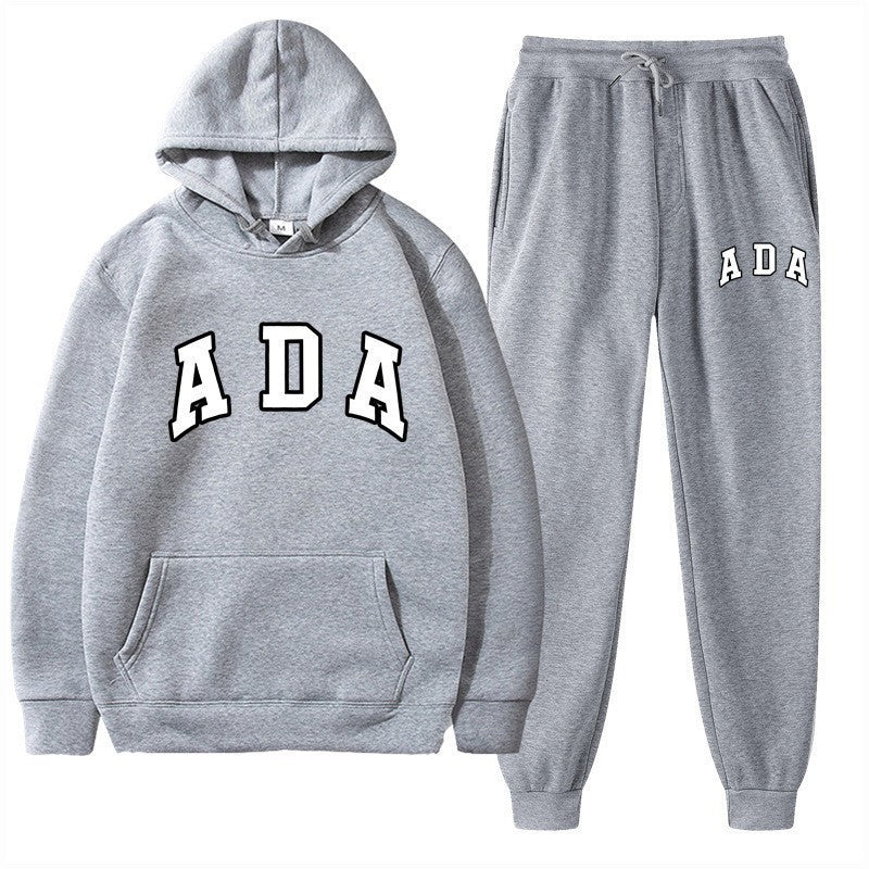 Letter-printed Loose-fitting Hooded Sweatshirt Set